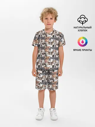 Детская пижама с шортами / Щенки Разных Пород
