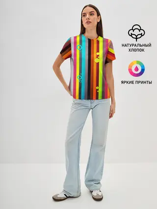 Женская базовая футболка / РАДУЖНАЯ ГЕОМЕТРИЯ