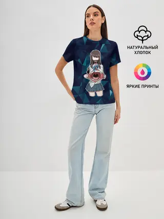 Женская базовая футболка / БЕГИ! ОНА ТЕБЯ СОЖРЕТ!