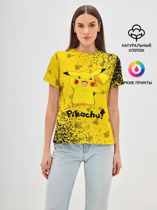 Женская базовая футболка / ПИКАЧУ / PIKACHU