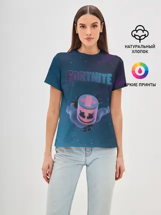 Женская базовая футболка / Fortnite x Marshmello