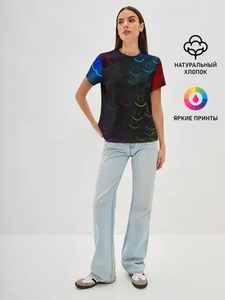 Женская базовая футболка / Rainbow smile