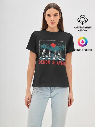 Женская базовая футболка / Demon slayer