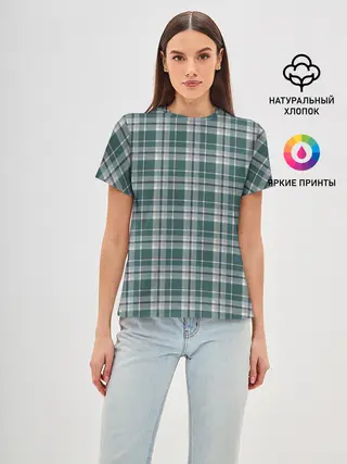 Женская базовая футболка / Узор в клетку