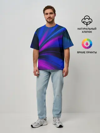 Мужская футболка оверсайз / НЕОНОВЫЕ ВОЛНЫ | NEON STRIPES
