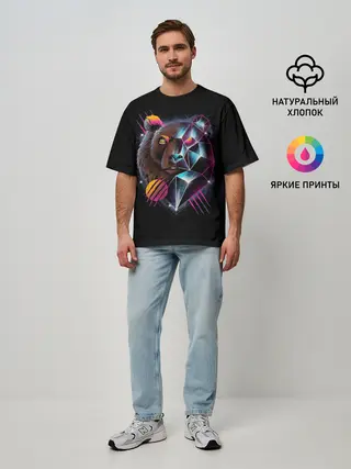 Мужская футболка оверсайз / RETRO CYBER BEAR