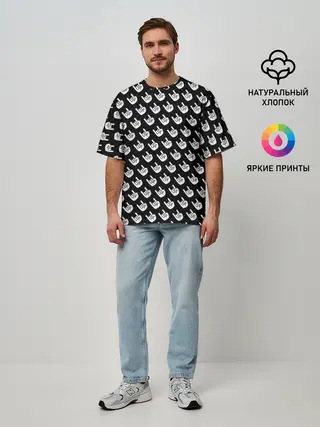 Мужская футболка оверсайз / Паттерн Рок коза