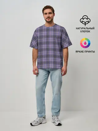 Мужская футболка оверсайз / Узор в клетку