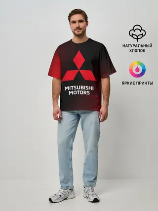 Мужская футболка оверсайз / MITSUBISHI / МИТСУБИСИ