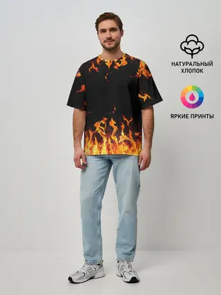 Мужская футболка оверсайз / FIRE | ОГОНЬ
