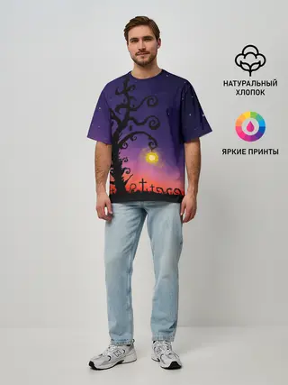 Мужская футболка оверсайз / Ночь