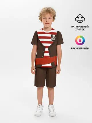Детская пижама с шортами / Костюм пирата в красную полоску