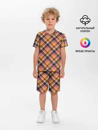 Детская пижама с шортами / Клеточный узор