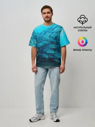 Мужская футболка оверсайз / Морской мир