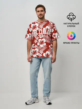 Мужская футболка оверсайз / ALOHA HAWAII | АЛОХА ГАВАЙИ