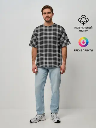 Мужская футболка оверсайз / Шотландка