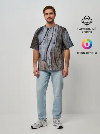 Мужская футболка оверсайз / Древесная кора