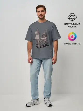 Мужская футболка оверсайз / Стрела в колено