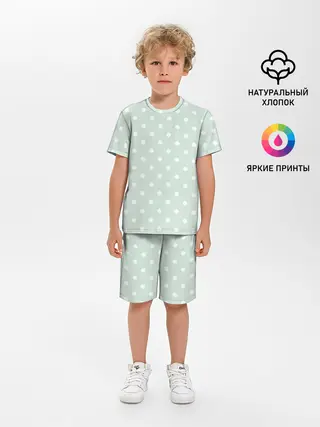 Детская пижама с шортами / белый горох
