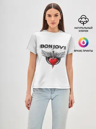 Женская базовая футболка / Bon Jovi