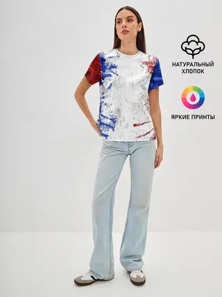 Женская базовая футболка / BLUE WHITE & RED