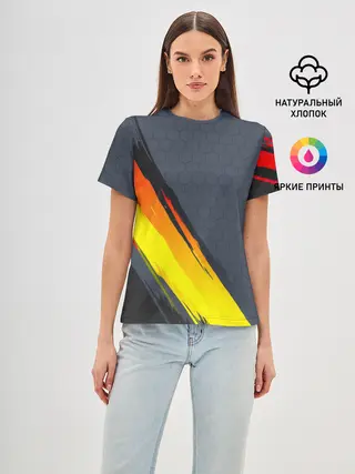 Женская базовая футболка / Gray Yellow Style