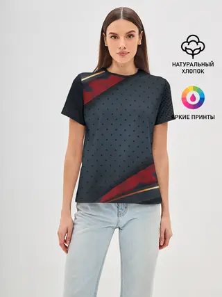 Женская базовая футболка / 3D Dark red & black