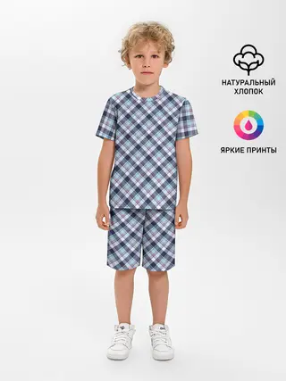 Детская пижама с шортами / Текстура в клетку