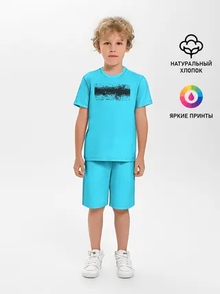 Детская пижама с шортами / Гранж голубой