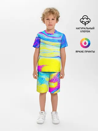Детская пижама с шортами / Разводы красок