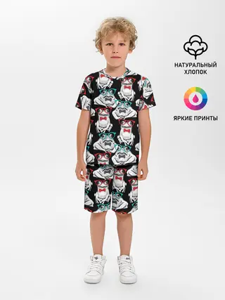 Детская пижама с шортами / Лягушки в очках