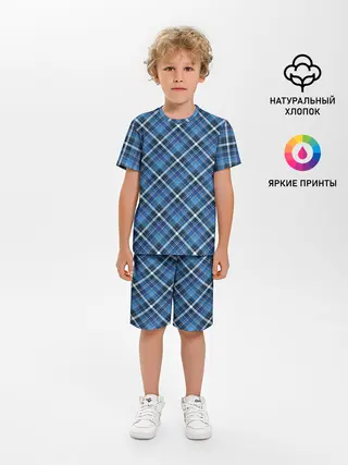 Детская пижама с шортами / Текстура в клетку