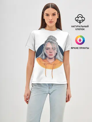 Женская базовая футболка / Billie Eilish art 1