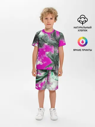 Детская пижама с шортами / Palms Glitch