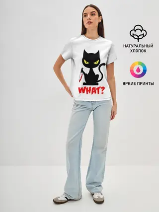 Женская базовая футболка / What Cat
