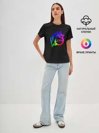 Женская базовая футболка / Knockout city. Rainbow logo