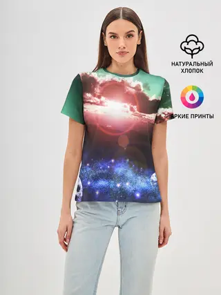 Женская базовая футболка / ЗАКАТ НОЧНОЙ