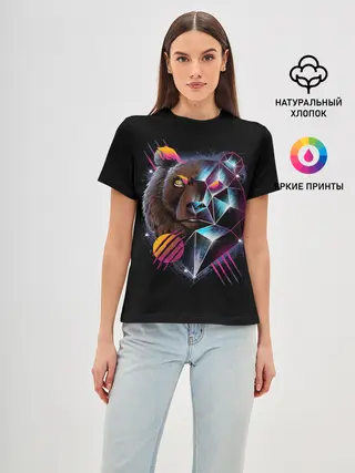 Женская базовая футболка / RETRO CYBER BEAR