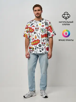 Мужская футболка оверсайз / Я ЛЮБЛЮ РОК