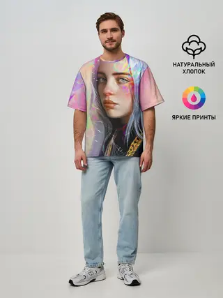 Мужская футболка оверсайз / Billie Pinky Wave