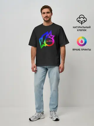Мужская футболка оверсайз / Knockout city. Rainbow logo