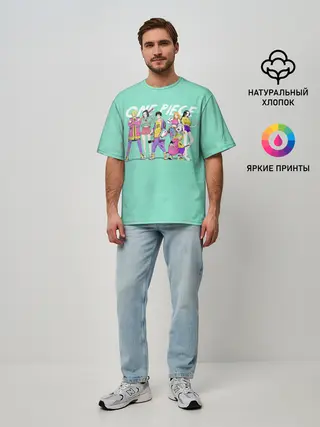 Мужская футболка оверсайз / Пираты One Piece на стиле