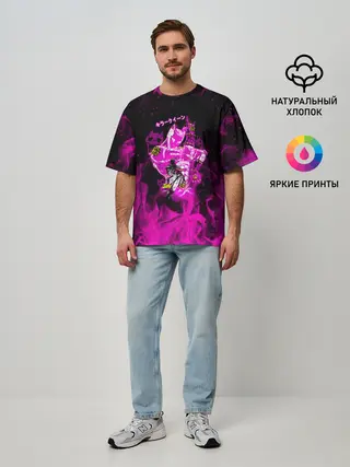 Мужская футболка оверсайз / KILLER QUEEN розовое пламя