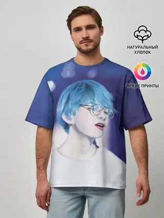 Мужская футболка оверсайз / BTS Blue