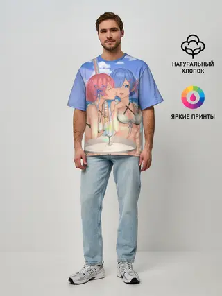 Мужская футболка оверсайз / Жизнь в другом мире с нуля
