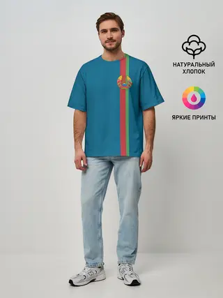 Мужская футболка оверсайз / Белоруссия, лента с гербом