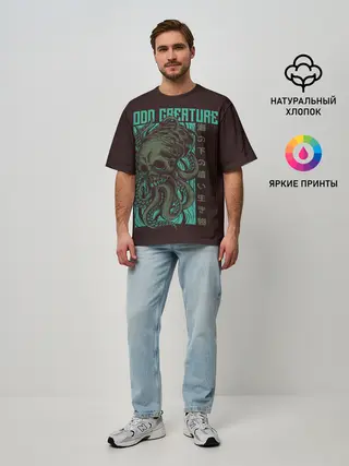 Мужская футболка оверсайз / Дьявольский осьминог