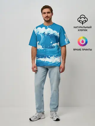 Мужская футболка оверсайз / Волны
