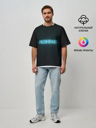 Мужская футболка оверсайз / Старт - игра окончена