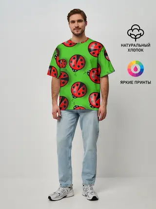 Мужская футболка оверсайз / Божьи коровки